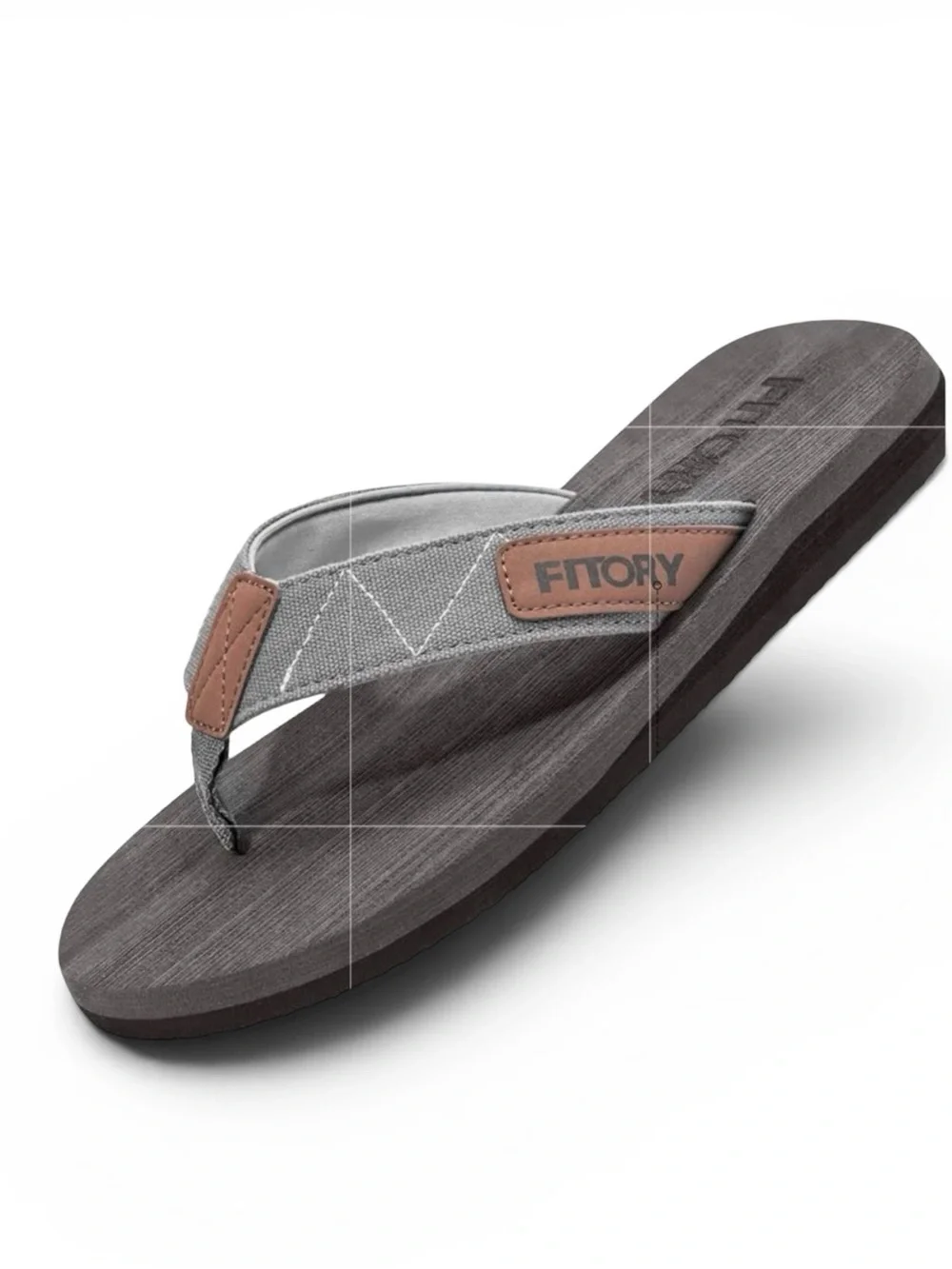 Fitory Men's Gray Tan Flip Flop Sandals NWOT Size Men 8 / Women 10 Arch Cushion